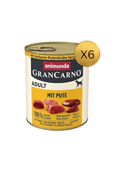 Animonda Hrană umedă GranCarno pentru câini adulți, Curcan, 6 bucăți x 800g