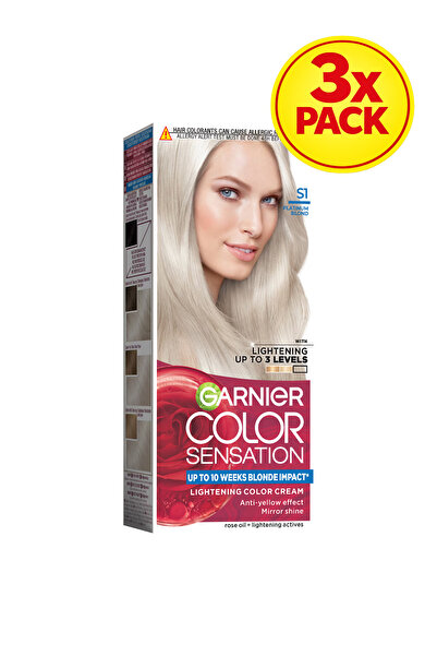 Garnier 3x PACK Vopsea de par permanenta Color Sensation S1 Platinum Blond, c...