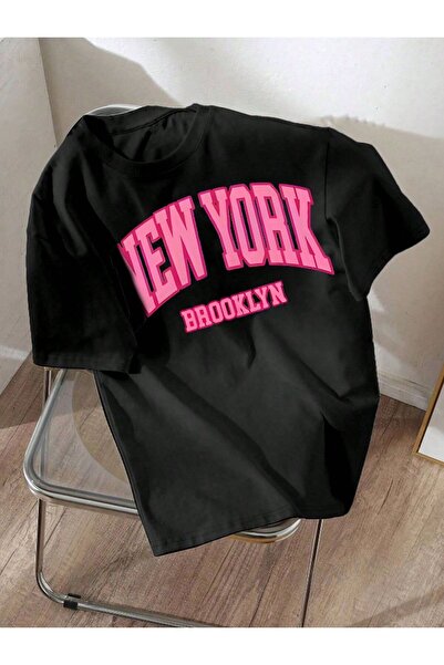 LELVANİ Women Pink New York Printed Tshirt