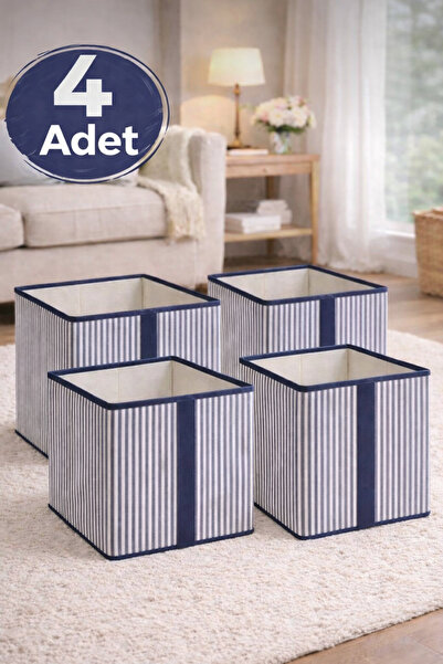 BEST CONCEPT 4 Adet Lacivert Çizgili Çok Amaçlı Dolap İçi Çamaşır Oyuncak Düz...