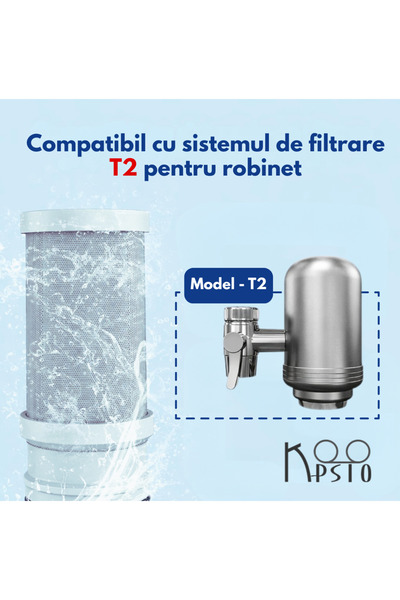 Koopsio Cartus Filtru de apa T1, Sistem de filtrare pe robinet, carbon activ