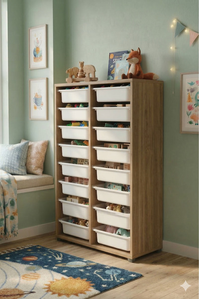 decosense 16 Çekmeceli Çok Amaçlı Oyuncak Dolabı ve Saklama Ünitesi – Çocuk O...