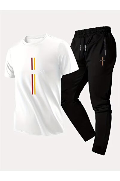 puolikuu Men's Oversized Tracksuit Set - Barça Printed Tshi̇rt - Tracksuit