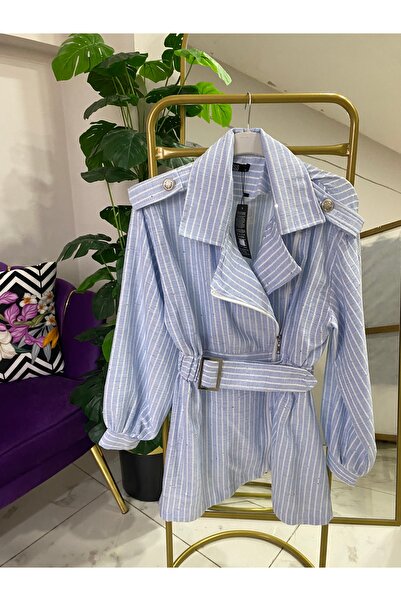 Anka Beli lastikli pırıltılı ceket