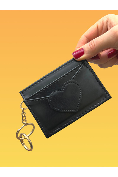 shiny ever Μαύρο γούρι με λεπτομέρεια καρδιάς και πέντε τμήματα Θήκη καρτών κ...