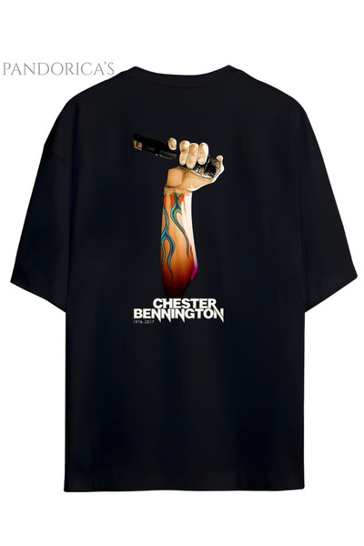 Pandorica's تي شيرت لينكين بارك تشيستر بينينجتون بتصميم على الظهر والصدر مطبو...