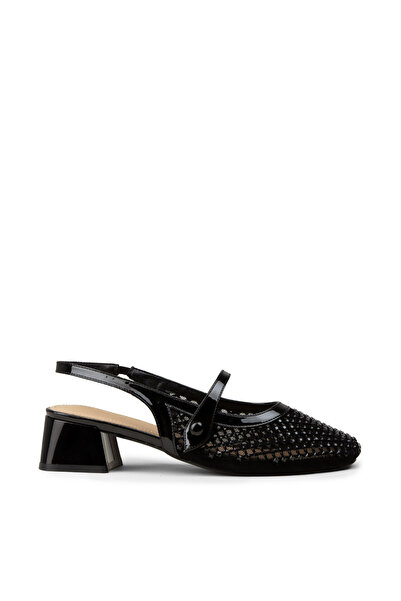 Deery Women's Black Stone Detailed Evening Dress Shoes