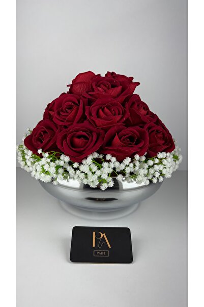 Palpe 30cm Chrome Vase Red Rose Girl's Request Artificial Flower Engagement L...