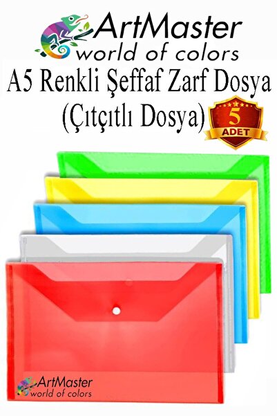 Artmaster A5 Snap Fajl Prozirna Kuverta Fajl 5 Boja 17x22 cm Snap Fajl Vodoot...