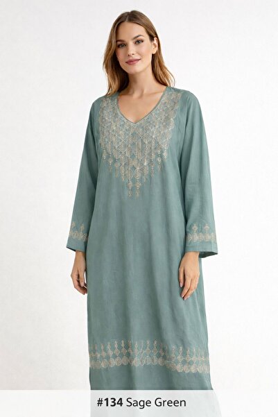 Kareem Miss Salma Women's Cotton jalabiya with luxurious oriental embroidery,...
