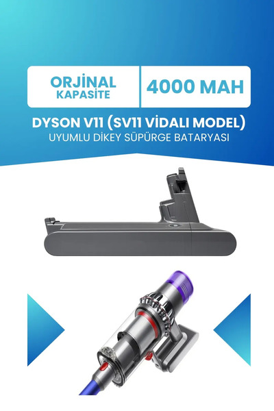 ELECTROLL Dyson V11 (SV11 VİDALI MODEL) Uyumlu Batarya 25.2v 4000mah Pil Dike...