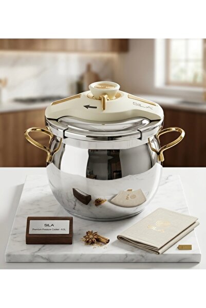 SILA Gold 10 Litre Akıllı Kapaklı Düdüklü Tencere Tek Elle Açılan Clipso