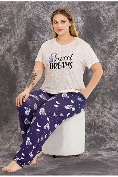 by İGP Big Size Night Patterned Short Sleeve Pajama Set