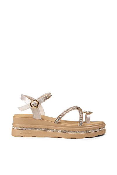 Deery Women's Beige Stone Detailed Sandals