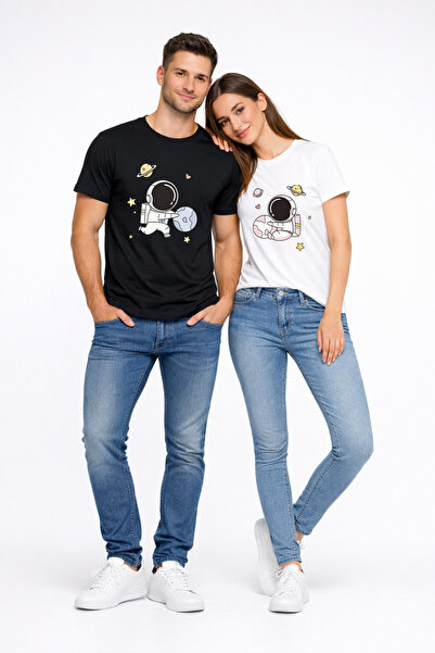 NEVERMIND Tricou pentru cupluri Astronaut cu imprimeu supradimensionat Tricou...