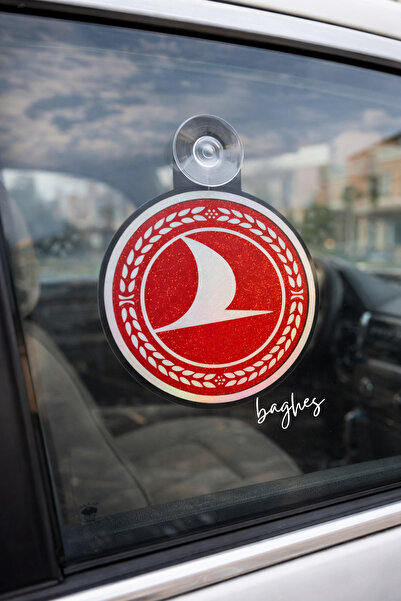 Baghes Turkish Airlines Vantuzlu Araç Cam Süsü Oto Minibüs Araba Cam Süsü 7x9 cm