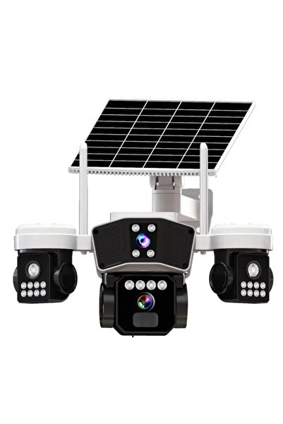 OEM 4G Solar Surveillance Camera with 3 Lenses, Automatic Rotation and Smart ...