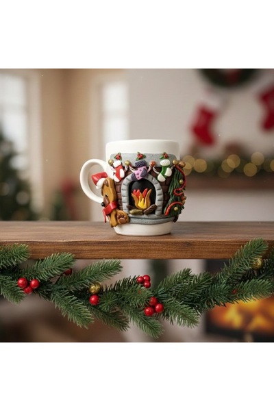 Özel Tasarım 3D Tasarım Kabartmalı Kupa Bardak Şömine Başı Kupa Bardak Kişise...