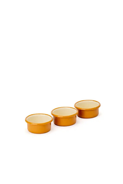 Refikadan Emaye Mini Kase Seti 3lü - Hardal Kordonlu