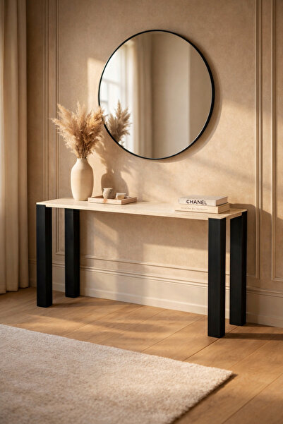 MARIA HOMES Modern Console Table 140×40×80 CM with Black Legs | Entryway Tabl...