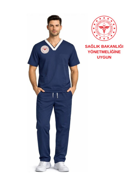 nutrix uniforma Navy Blue Responsible Nurse Uniform Stretch Fabric Scrubs Men...