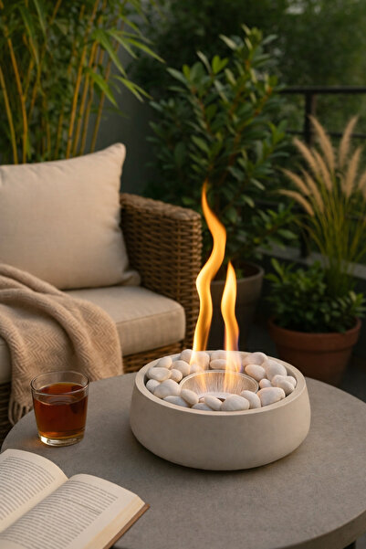 Masa Şöminesi - Dumansız & Kokusuz Dekoratif Şömine ( Yakıt + Yedek Hazne Hediye )