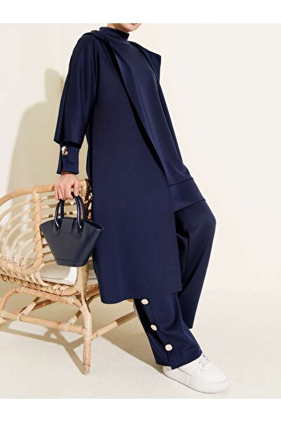 Burcia Scuba Long Cardigan Triple Set