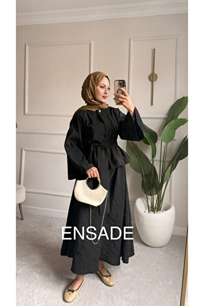 Nsade Women's Skirted Hijab Set Spanish Sleeve Blouse Elastic Waist Skirt Sum...