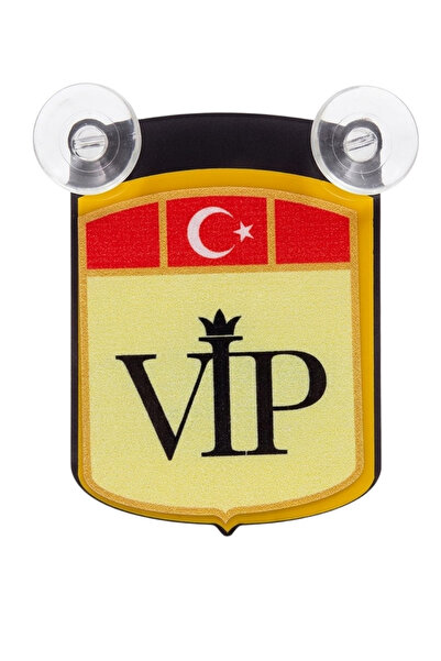 Baghes VIP Logolu Vantuzlu Araç Cam Süsü Oto Minibüs Araba Cam Süsü 7.5x10 cm