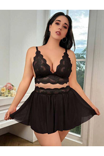 Viselya dantelă Set detaliat de tul piese: fustă și sutien