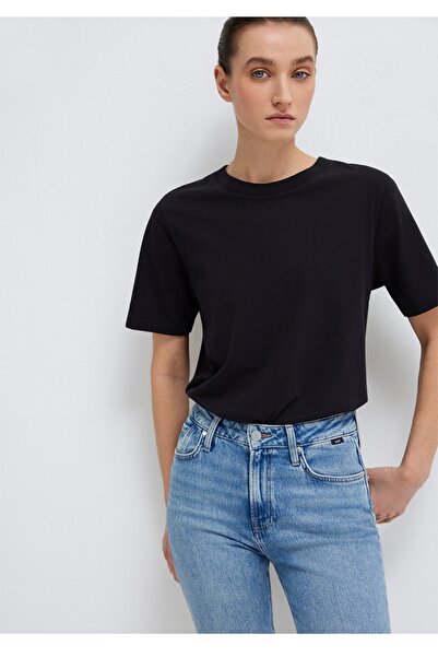 Mavi guler rotund basic croială normală bumbac 100% tricou