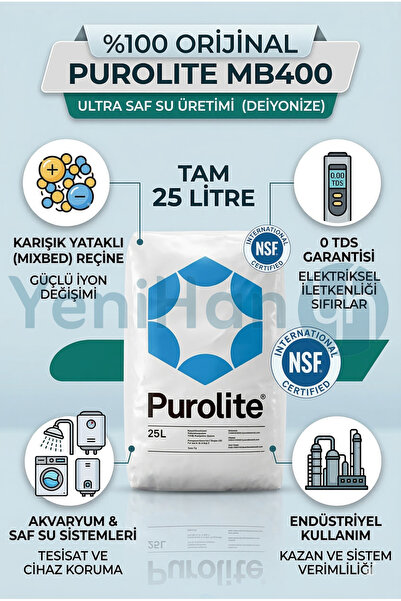 MB400 Mixbed Saf Su Reçinesi 25 Litre - Akvaryum ve Deiyonizasyon İçin 0 TDS