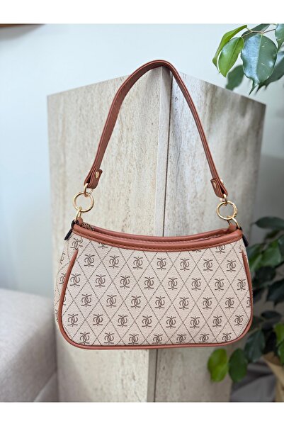 Barrel monogram krem el omuz çanta