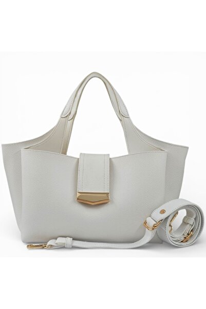 Evident قفل أبيض مفصل التفاصيل ملمس ناعم متعدد الأقسام للنساء بحمالات متقاطعة...