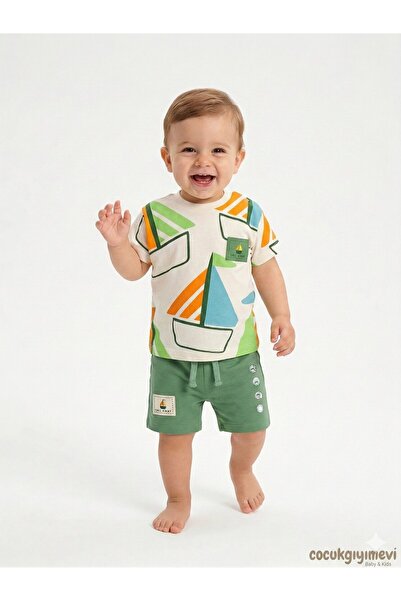 Kids Kingdom Cotton Piece Set of Sailing Detailed Shorts for Baby Boy with Sa...