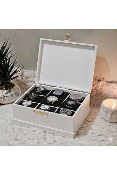 Tekir Store evinizi güzelleştirin Wooden 9-Compartment Watch Box Decorative W...