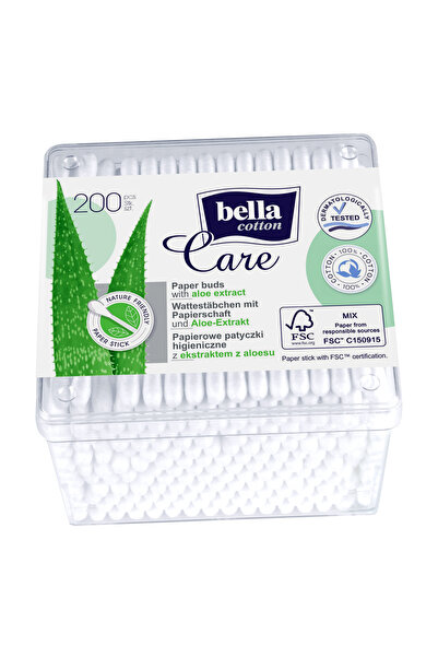 Bella Aloe Paper Ear Sticks, Box of 200 Pieces