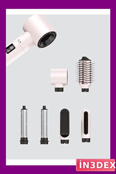 İN3DEX 6-in-1 Hair Styling Set High Speed Motor Negative Ion Lcd Display