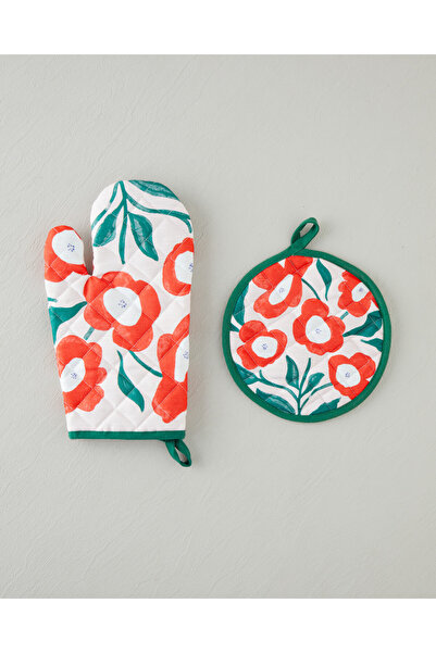 English Home Bright Parade 2-Piece Oven Glove and Holder Set Red - Green