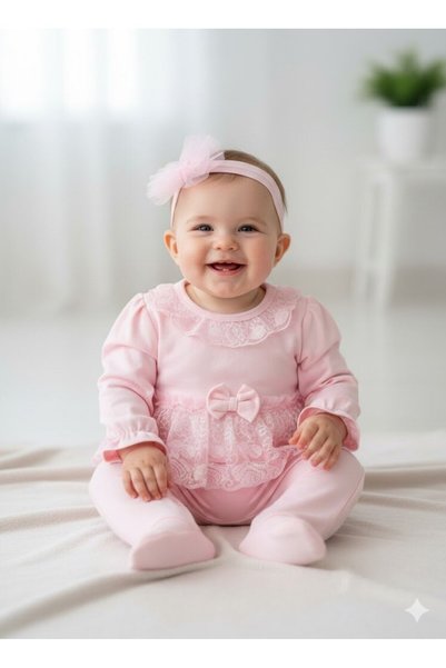 Kids Kingdom Cotton Lace Detailed Baby Girl Jumpsuit