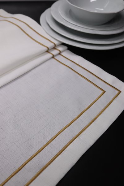 vipceyiz Runcă decorată cu broderie ecru și aurie de 50 și 120 cm
