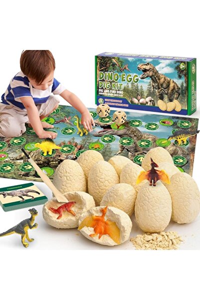 Arabest مجموعة تنقيب عن الديناصورات مكونة من 12 قطعة مع بطاقات تعليمية، ألعاب...