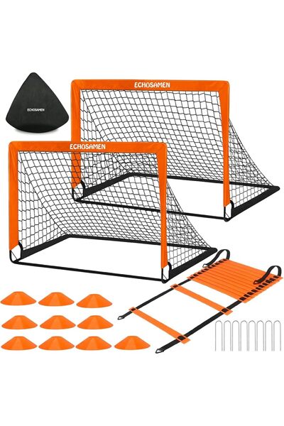 Arabest مجموعة مرمى كرة قدم من قطعتين، معدات تدريب محمولة مع أقماع، سلم رشاقة...