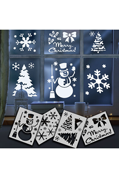 FAMİLY Christmas window decoration template - 28 x 20.5 cm - 4 types / pack