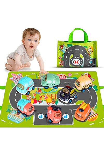 Arabest مجموعة سيارات صغيرة من 7 قطع مع سجادة لعب، سيارات كرتونية، ألعاب تعلي...