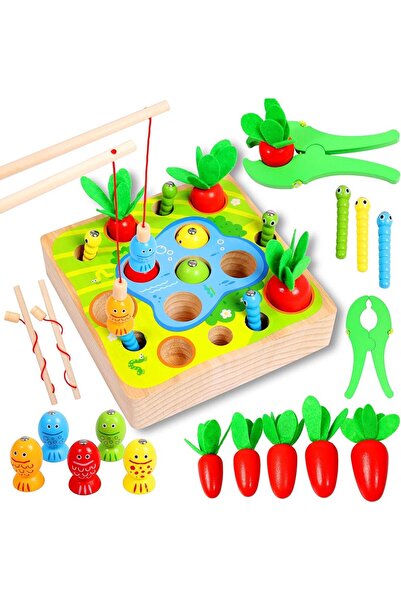 Arabest ألعاب مزرعة خشبية 3 في 1 لحصاد الجزر، ألعاب حسية تعليمية للأطفال الصغ...