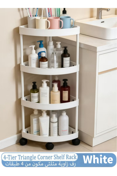 Generic 4-Tier Plastic Shelf Kitchen Bathroom Corner Shelves Triangle Corner ...