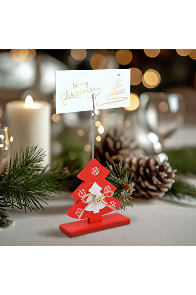 FAMİLY Suport etichete masă Crăciun - cu cleme - lemn de pin - 8,5 x 12 cm
