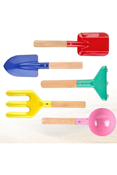 Arabest 5-Piece Metal Garden Tool Set, 8-Inch Kids Beach Sandbox Tools with W...