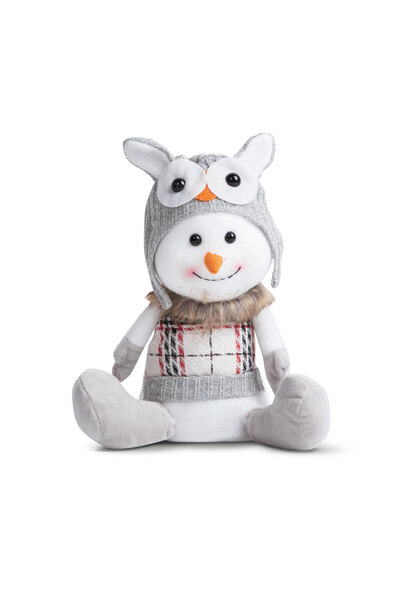 FAMİLY Decor de Crăciun, om de zăpadă – cu căciulă de bufniță - 30 x 20 x 14 cm